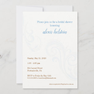Elegant Bridal Shower Invite, Blue Invitation
