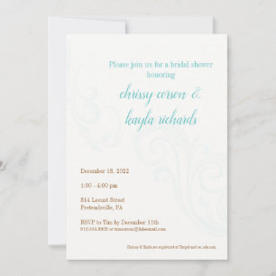Elegant Bridal Shower Invite, Turquoise Invitation