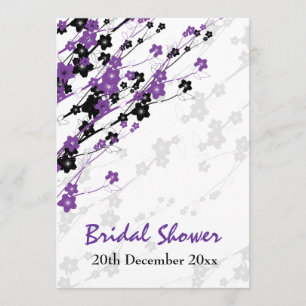 Elegant Bridal Shower Japanese Flowers Purple Invitation