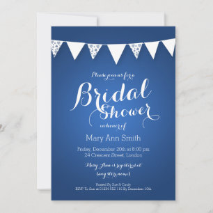 Elegant Bridal Shower Love Bunting Blue Invitation