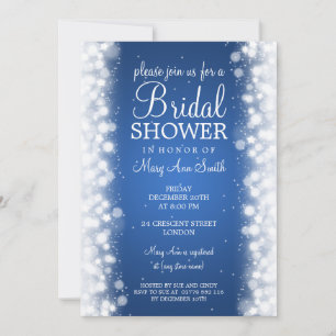 Elegant Bridal Shower Magic Sparkle Blue Invitation
