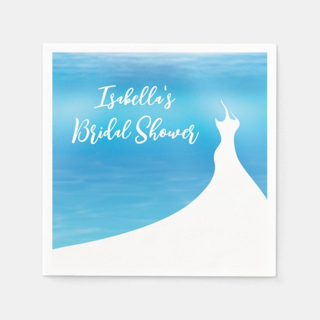 Elegant Bridal Shower Napkin blue watercolor (Front)