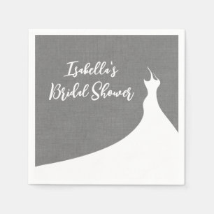 Elegant Bridal Shower Napkin grey linen