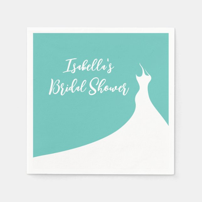 Elegant Bridal Shower Napkin turquoise (Front)