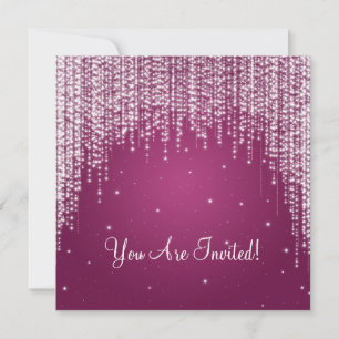 Elegant Bridal Shower Night Dazzle Berry Pink Invitation