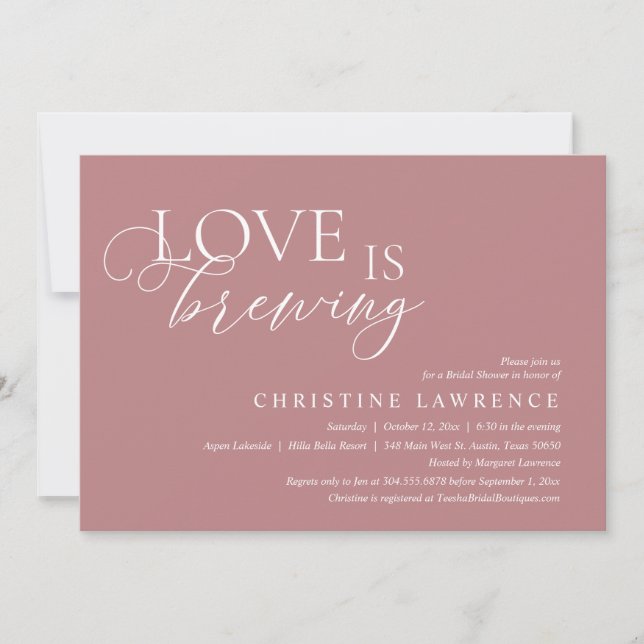 Elegant Bridal Shower Party, Love is Brewing Invitation (Front)