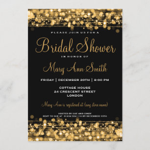 Elegant Bridal Shower Party Sparkles Gold Invitation