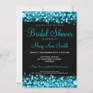 Elegant Bridal Shower Party Sparkles Turquoise Invitation