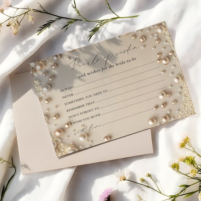 Elegant Bridal Shower Pearls of Wisdom Card (Creator Uploaded)
