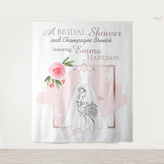 Elegant Bridal Shower Photo Backdrop / Tapestry (Front)