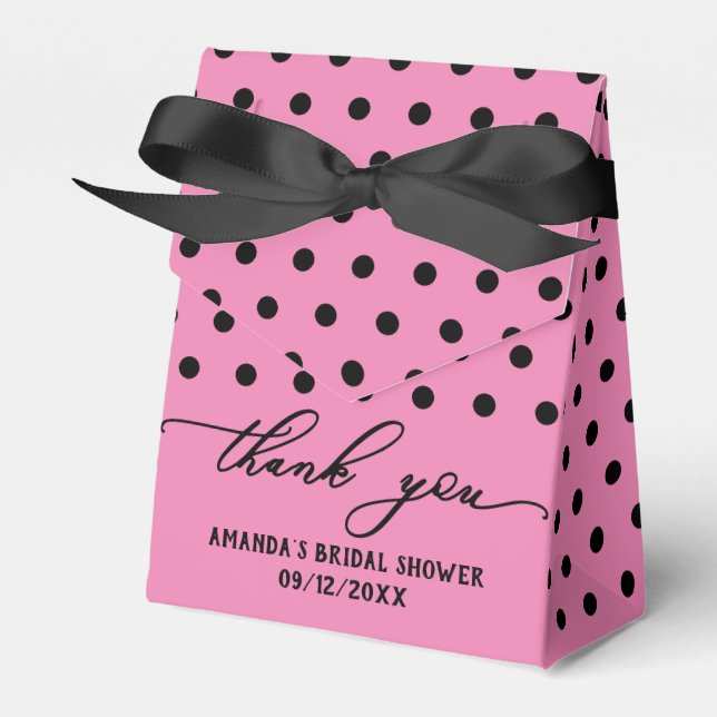 Elegant Bridal Shower Pink Polka dots favour box (Front Side)