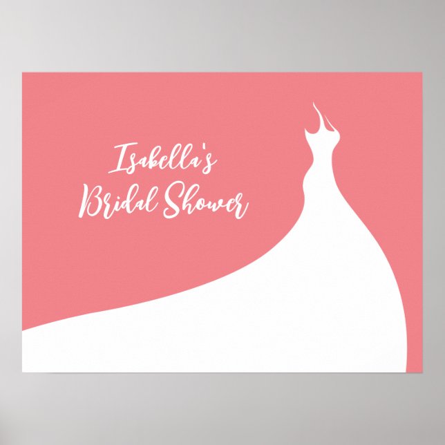 Elegant Bridal Shower Poster coral (Front)