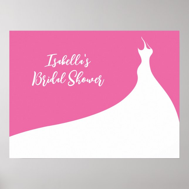 Elegant Bridal Shower Poster fuchsia (Front)