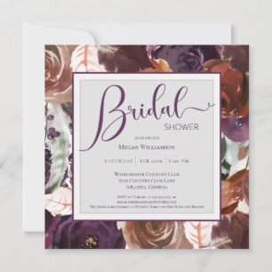 Elegant Bridal Shower Purple Floral Invitation
