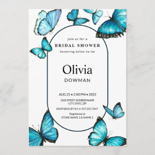 Elegant Bridal Shower. Romantic frame butterflies Invitation