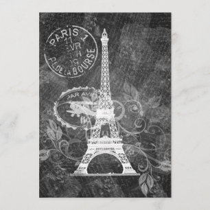 Elegant Bridal Shower Romantic Paris Black Invitation