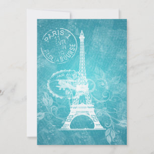 Elegant Bridal Shower Romantic Paris Blue Invitation