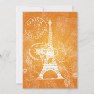 Elegant Bridal Shower Romantic Paris Orange Invitation