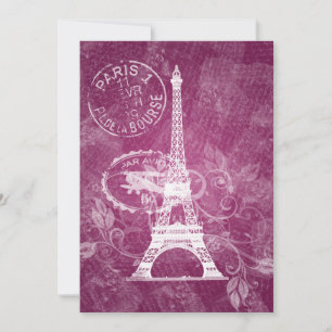 Elegant Bridal Shower Romantic Paris Pink Invitation