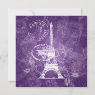 Elegant Bridal Shower Romantic Paris Purple Invitation