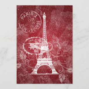 Elegant Bridal Shower Romantic Paris Red Invitation