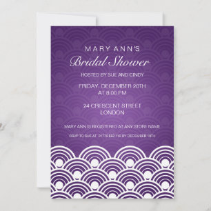 Elegant Bridal Shower Scalloped Pattern Purple Invitation