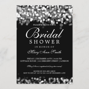 Elegant Bridal Shower Silver Lights Invitation