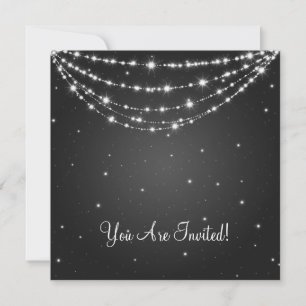 Elegant Bridal Shower Sparkling Chain Black Invitation