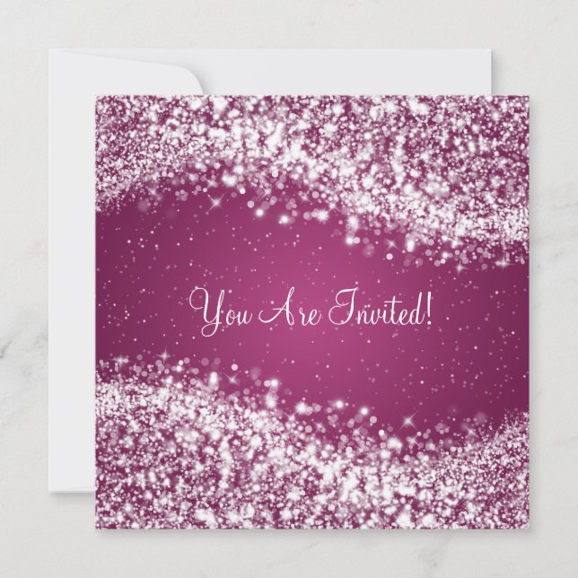 Elegant Bridal Shower Sparkling Wave Plum Invitation (Front)