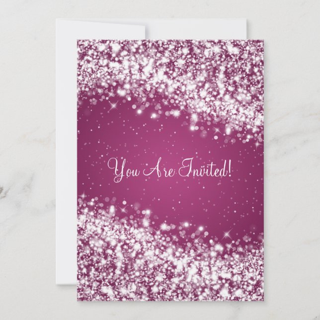 Elegant Bridal Shower Sparkling Wave Plum Invitation (Front)