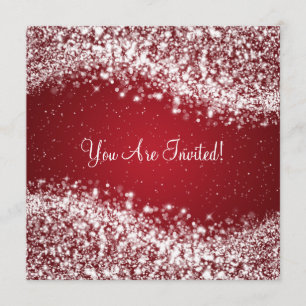 Elegant Bridal Shower Sparkling Wave Red Invitation