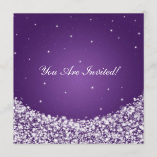 Elegant Bridal Shower Star Sparkle Purple Invitation