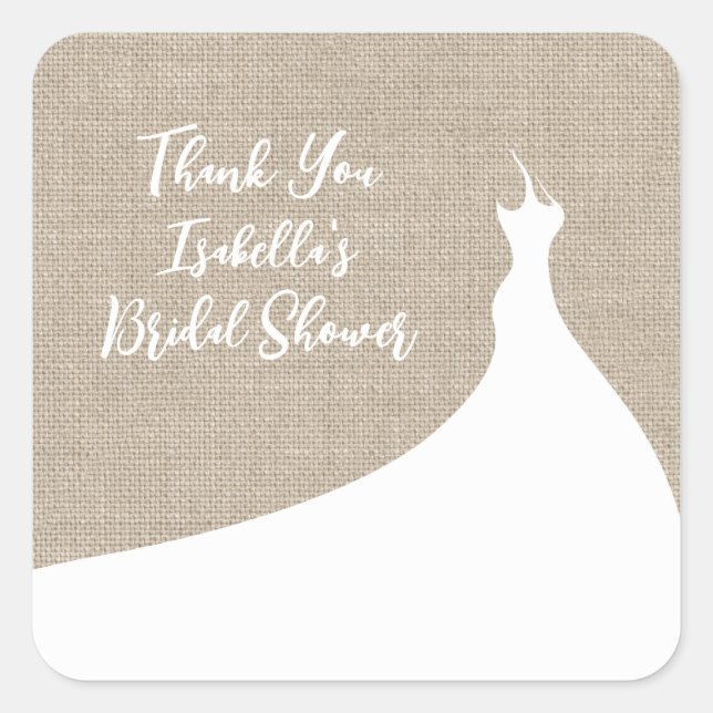 Elegant Bridal Shower Sticker burlap (Front)