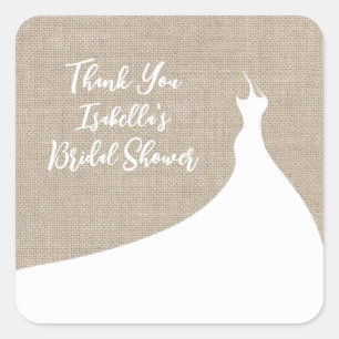 Elegant Bridal Shower Sticker burlap