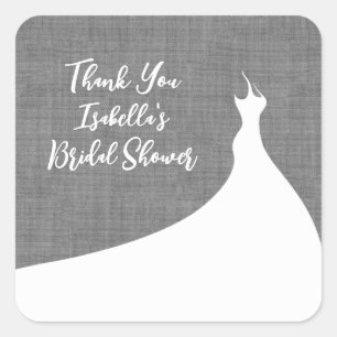 Elegant Bridal Shower Sticker grey linen
