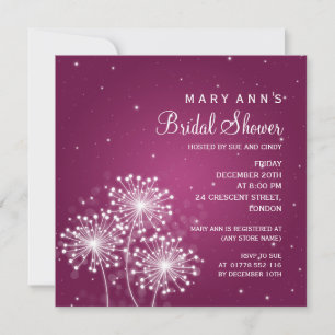 Elegant Bridal Shower Summer Sparkle Merlot Pink Invitation