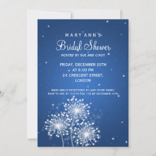 Elegant Bridal Shower Summer Sparkle Sapphire Blue Invitation