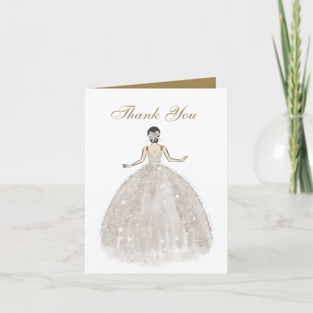 Elegant Bridal Shower  Thank You Card (Front)