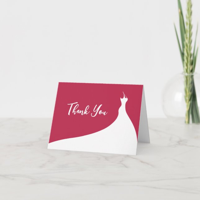 Elegant Bridal Shower Thank You Card viva magenta (Front)