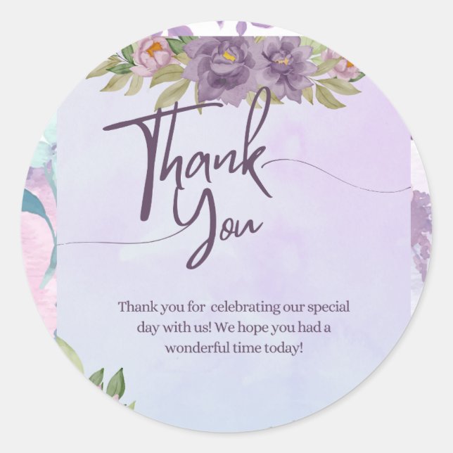 Elegant bridal shower thank you classic round sticker (Front)