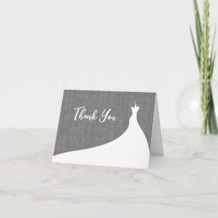 Elegant Bridal Shower Thank You grey linen