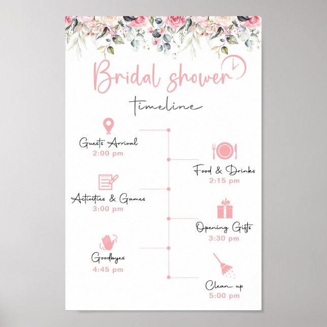 Elegant Bridal Shower Timeline Sign (Front)