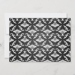 Elegant Bridal Shower Vintage Damask Black Invitation