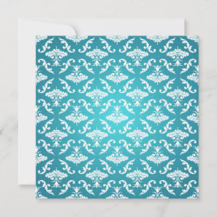 Elegant Bridal Shower Vintage Damask Blue Invitation