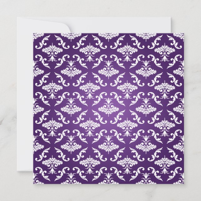 Elegant Bridal Shower Vintage Damask Purple Invitation (Front)