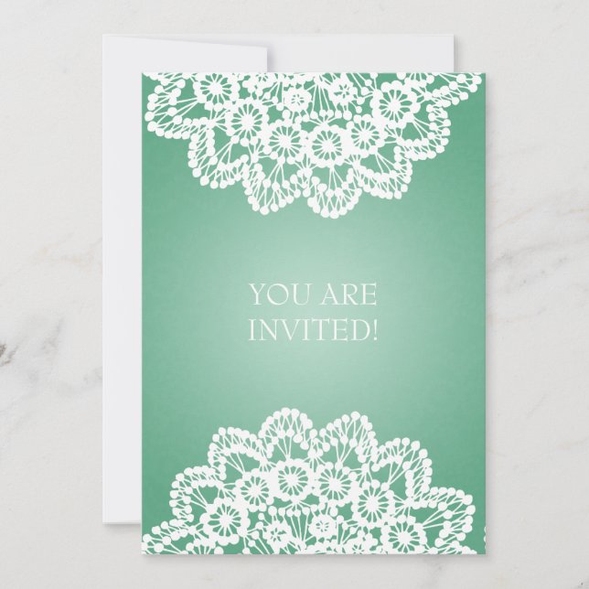 Elegant Bridal Shower Vintage Lace Mint Green Invitation (Front)