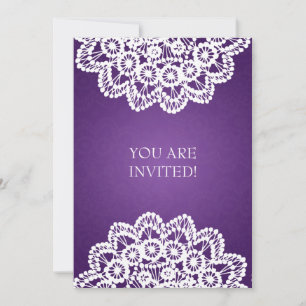 Elegant Bridal Shower Vintage Lace Purple Invitation
