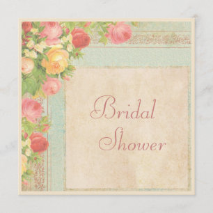 Elegant Bridal Shower Vintage Roses Invitation