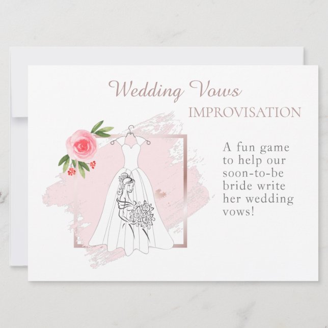 Elegant Bridal Shower Vows Improvisation Game  (Back)