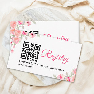 Elegant Bridal Shower   Watercolor Pink Floral Des Enclosure Card